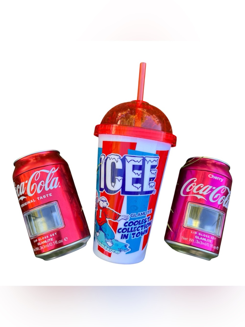 Glamlite Icee Tumbler Cup & Coca Cola Mini Can Storage Collectable Containers